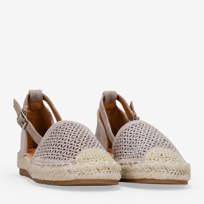Alpargatas taupe planas con esparto