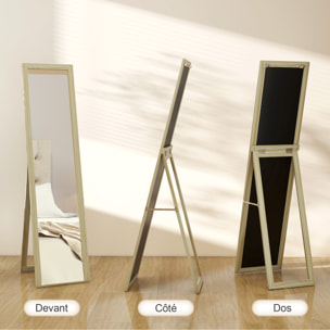 Miroir pleine longueur sur pied mural 154cm effet bois naturel