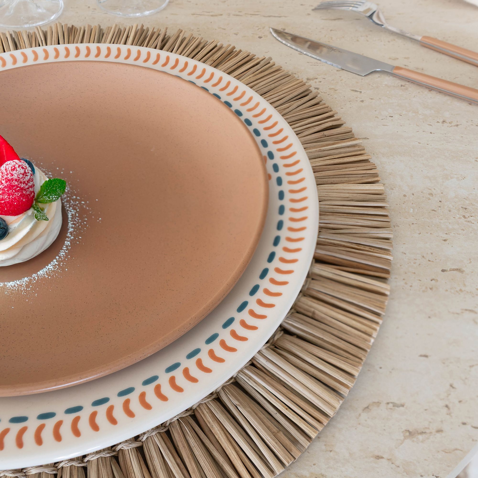 Lot de 6 assiettes à dessert marron en grès 20,5cm ARITA