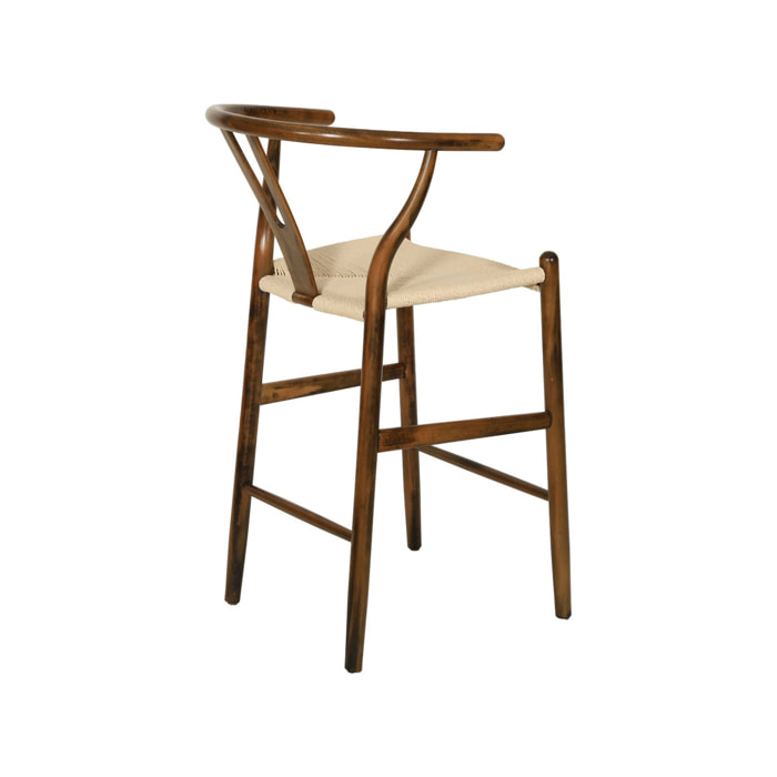 Tabouret de bar vintage bois de hêtre et cordes (lot de 2) CECILE