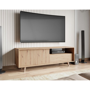 Diego - meuble TV - effet bois - 2 portes et 1 niche - 152 cm - Bois