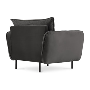 Fauteuil "Vienna" en velours gris foncé