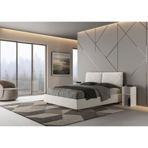 Letto matrimoniale contenitore imbottito 160x200 tessuto Agata 1 bianco Mados