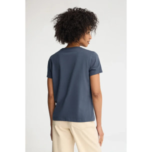 Maglietta blu denim a maniche corte fit dritto con brillantini Polo Club