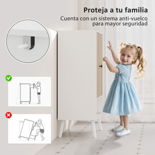 Zapatero de 2 Puertas con Diseño en Espiga, Zapatero Entrada Recibidor con Estantes Ajustables, Compartimento Abierto, para 15 Pares de Zapatos, 75x35x97 cm, Blanco y Natural