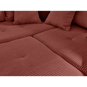 Rune - canapé d'angle gauche - 4 places - avec pouf d'appoint - en velours côtelé - Terracotta