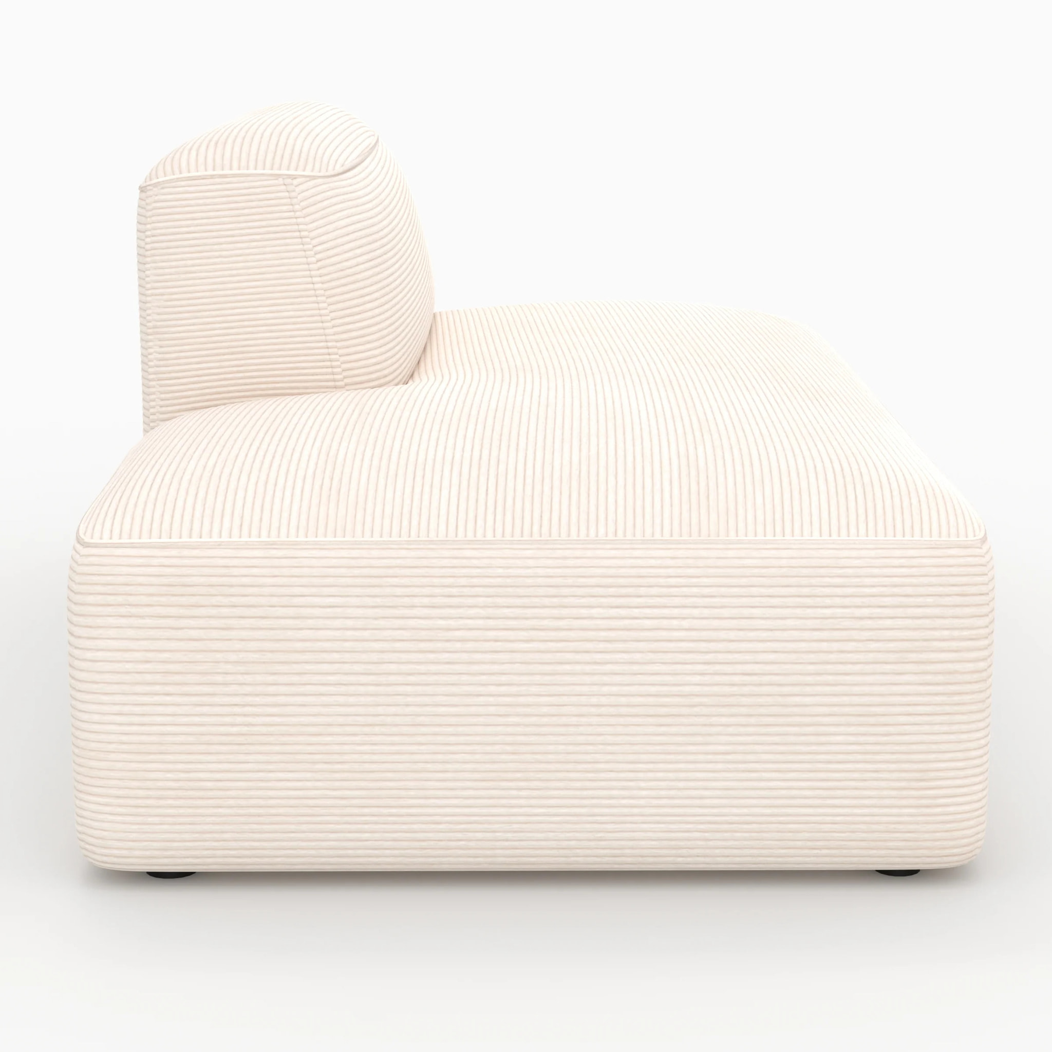 Méridienne dossier à droite pour canapé modulable en velours blanc - Mina