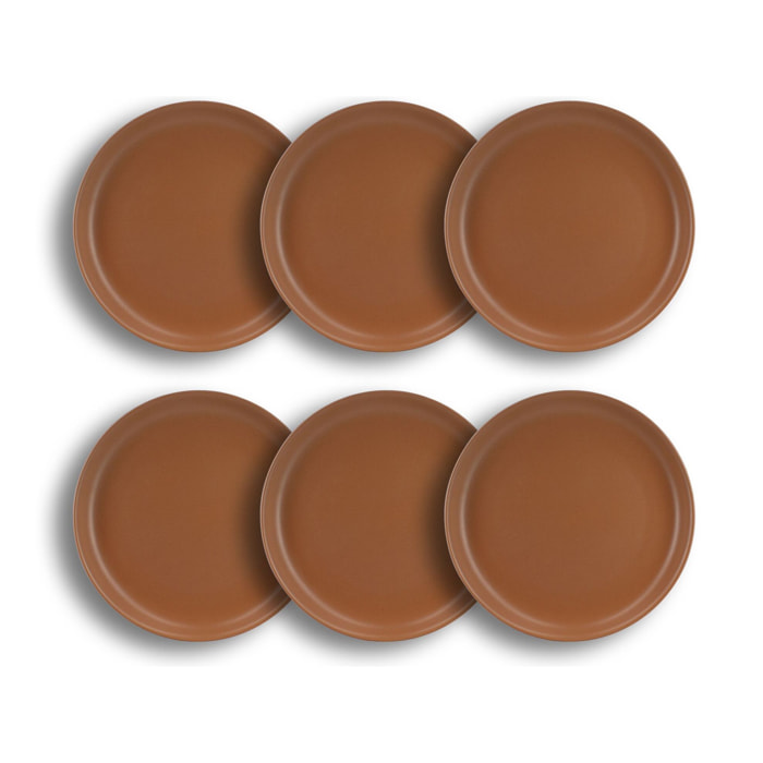 Lot de 6 assiettes plates marron en grès 27cm  ARITA