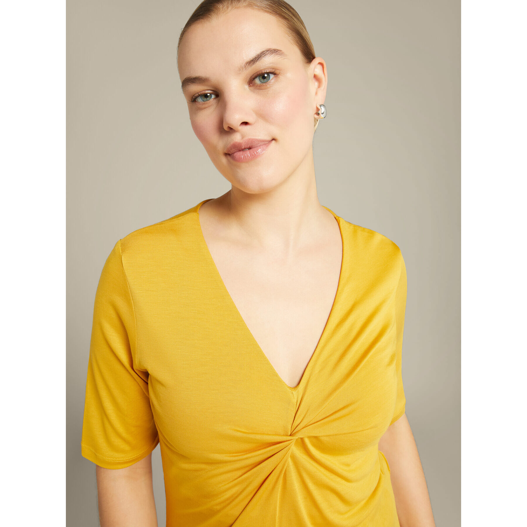 Elena Mirò - Camiseta con nudo delantero de Lyocell - Amarillo