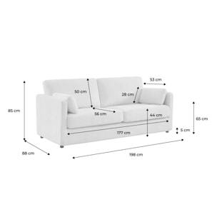 Canapé 2 places déhoussable tissu taupe L 198 x P 88 x H 85cm - Neo
