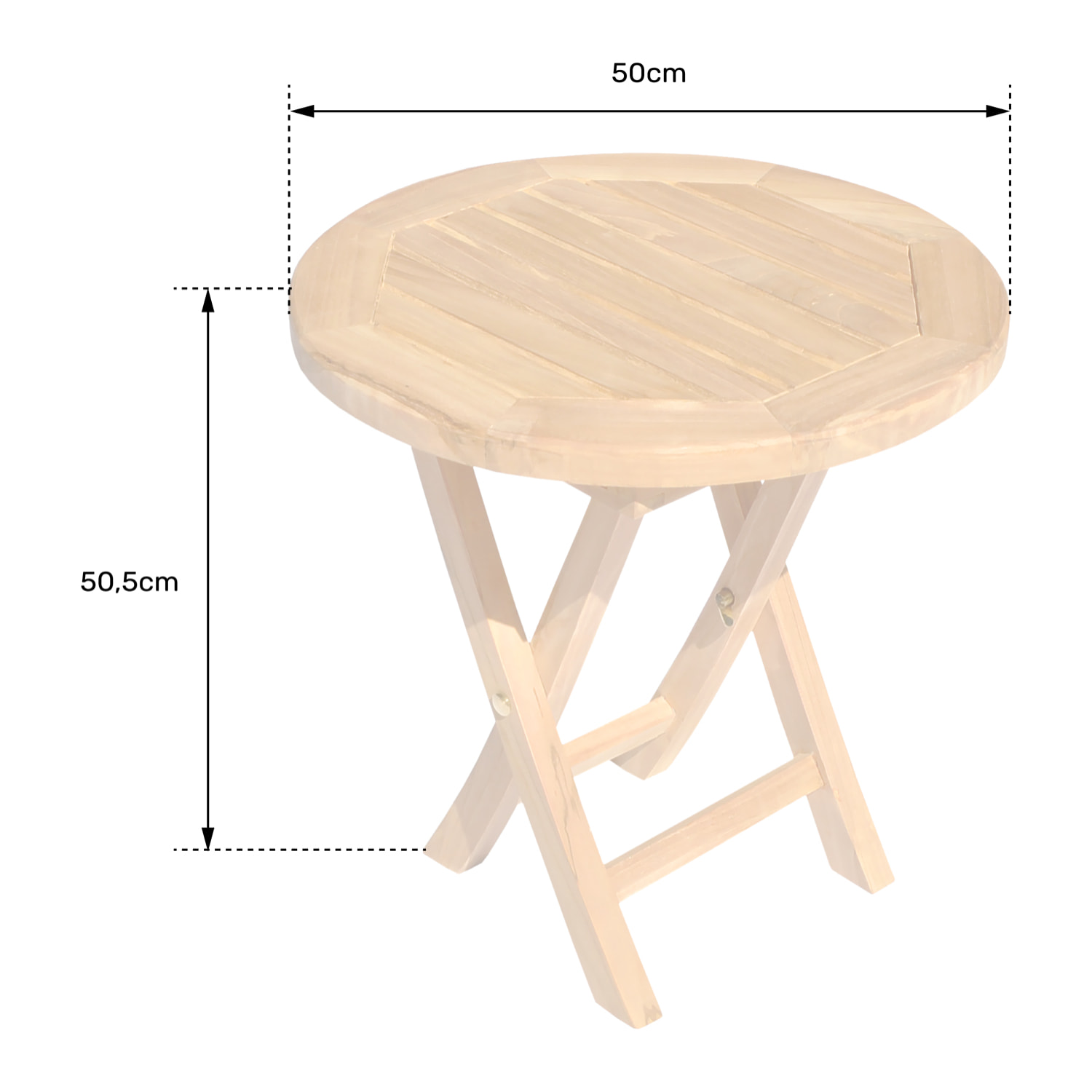Table d'appoint ronde en teck massif 50cm LOMBOK