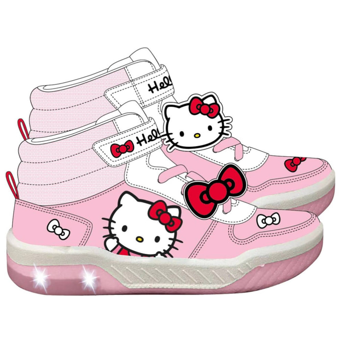 Zapatilla deportiva infantil suela ligera con luces "Hello Kitty"