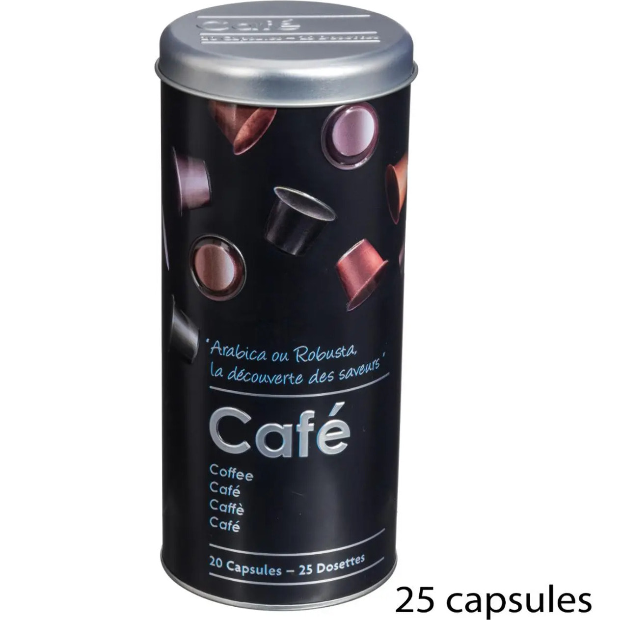 Boîte à café capsules métal "Black Edition" noir