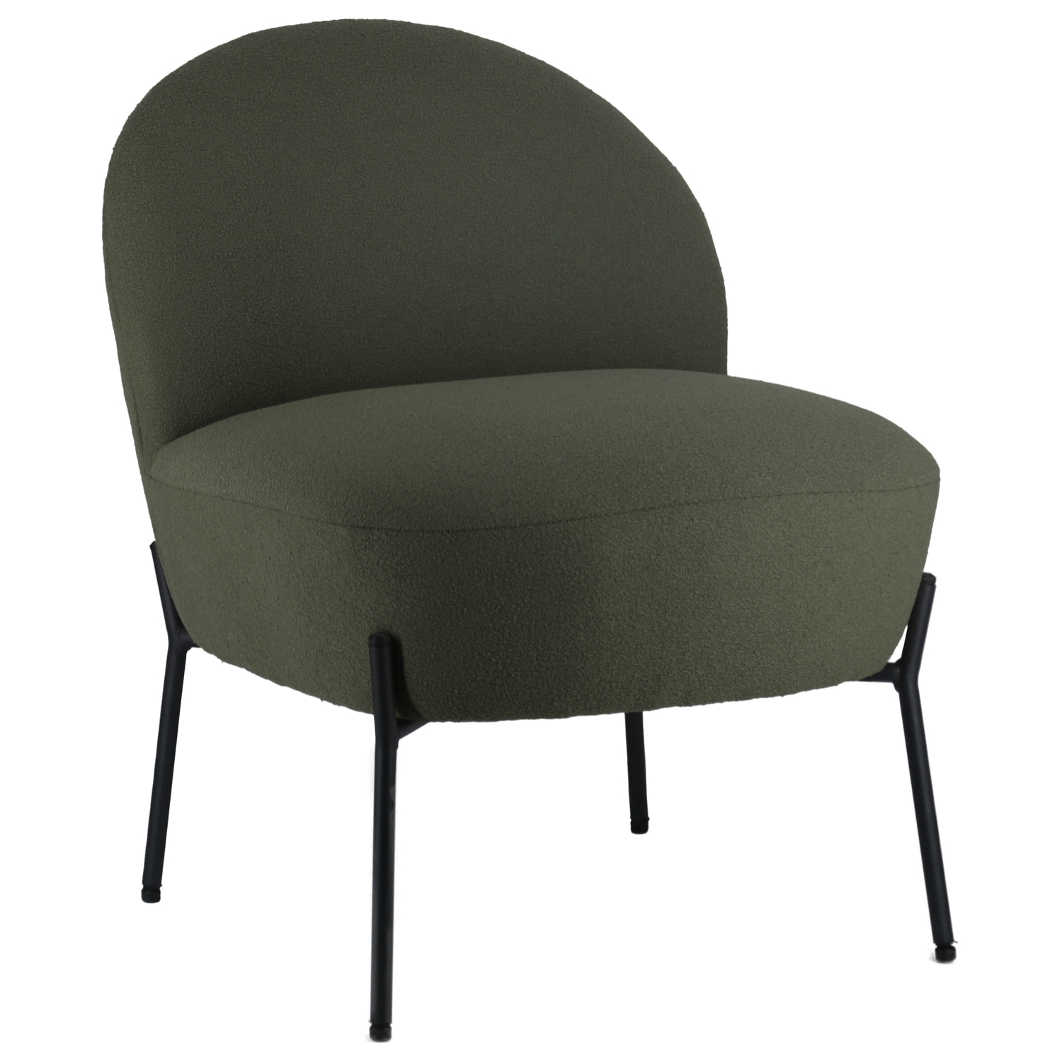 Fauteuil en tissu boucle vert kaki HELMI