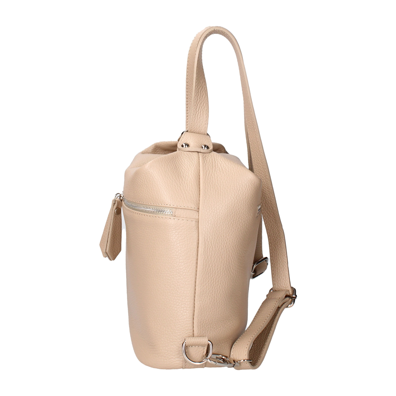 Borsa a spalla convertibile in zaino Bianca da donna In Vera pelle Made in Italy 30x26x9 cm