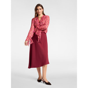 Elena Mirò - Camisa estampada con volantes - Fuchsia