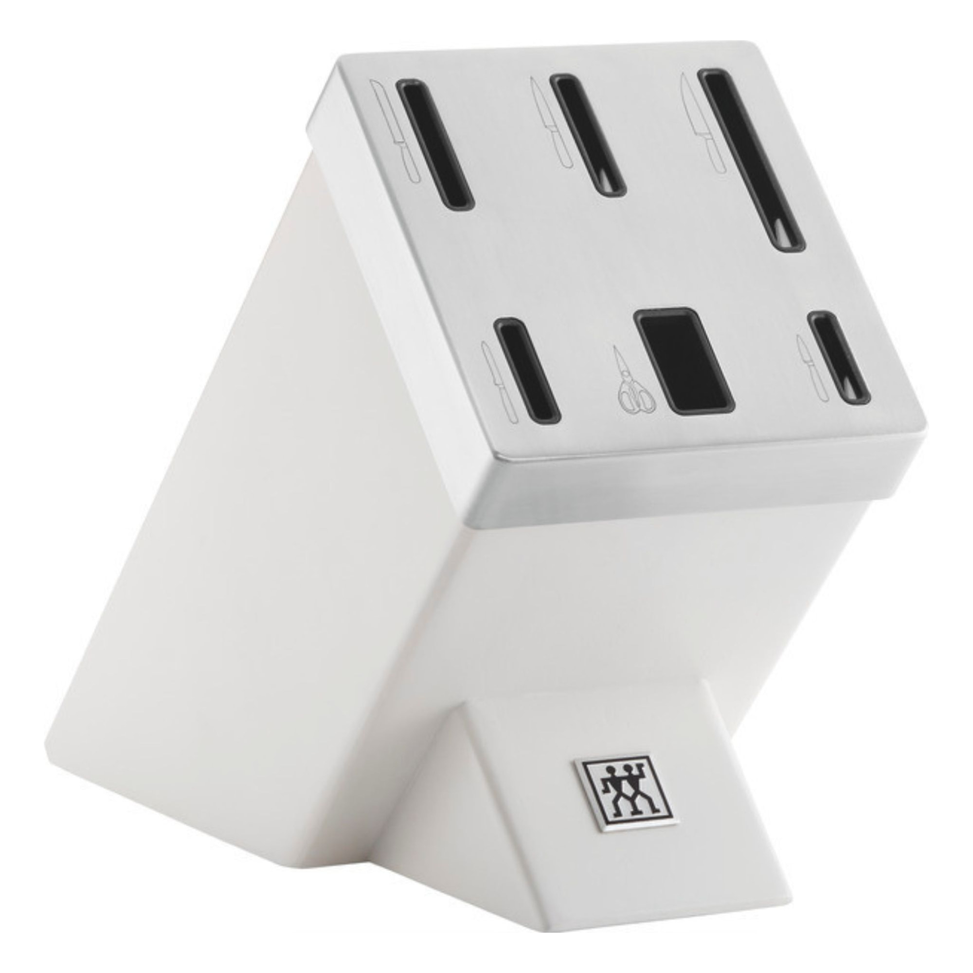 7-pcs, Bloc de couteaux, Argent, Blanc
