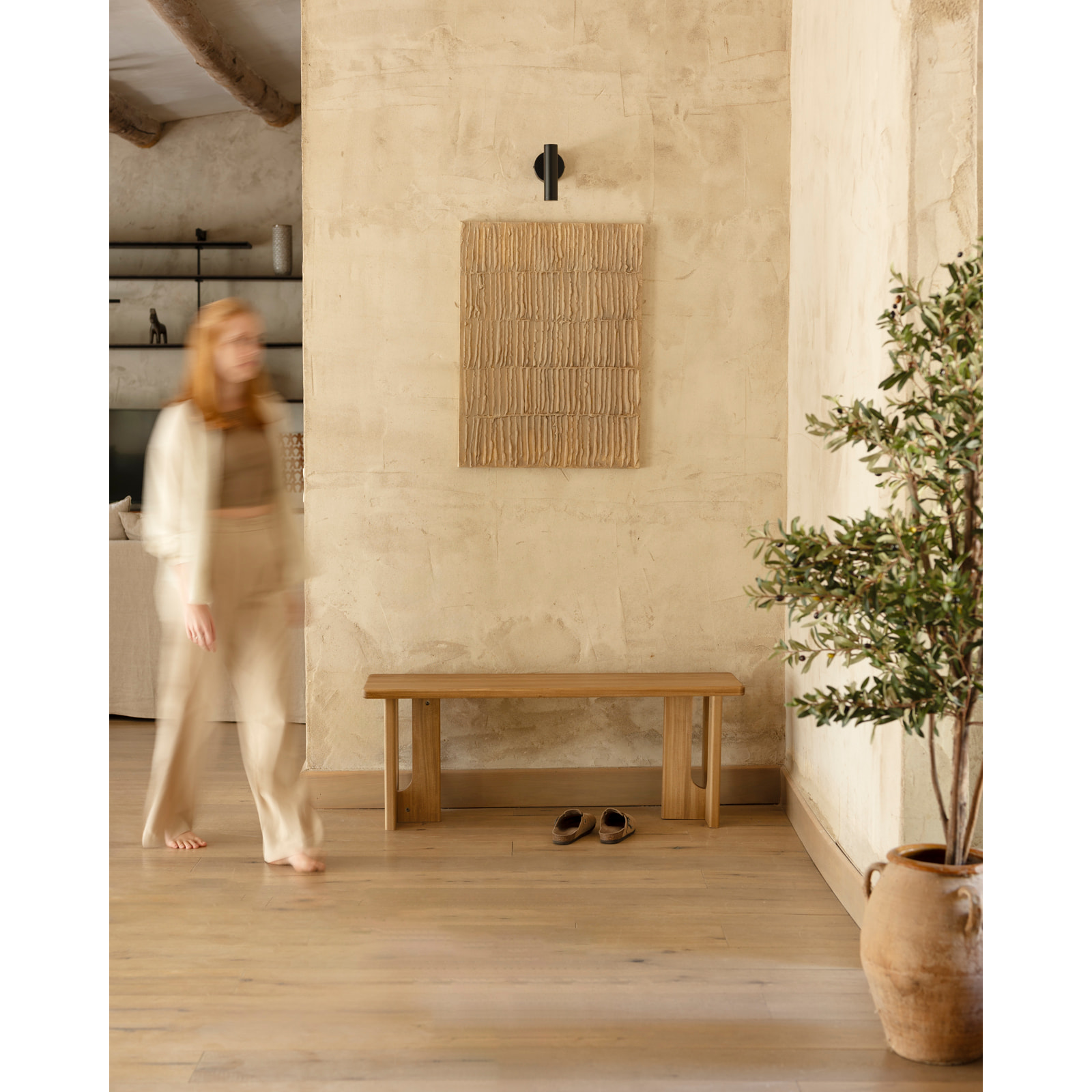 Banc en bois massif de peuplier en 120x33cm Hauteur: 45 Longueur: 120 Largeur: 33