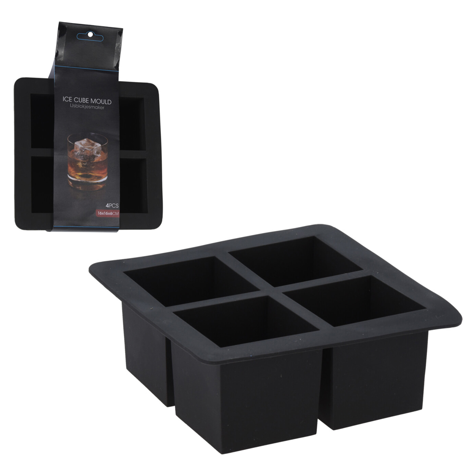 Bandeja de cubitos de hielo gris de tpe para bebidas frías capacidad para 4 cubitos 16x16x6cm