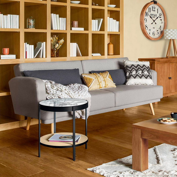 Canapé convertible "Jack" 3 places gris souris