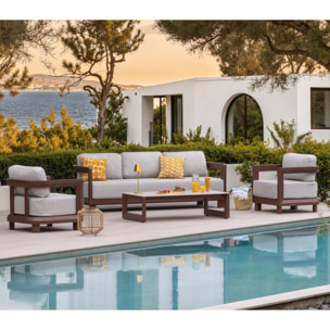 Salon de jardin en aluminium - 5 places - chocolat - ALICANTE