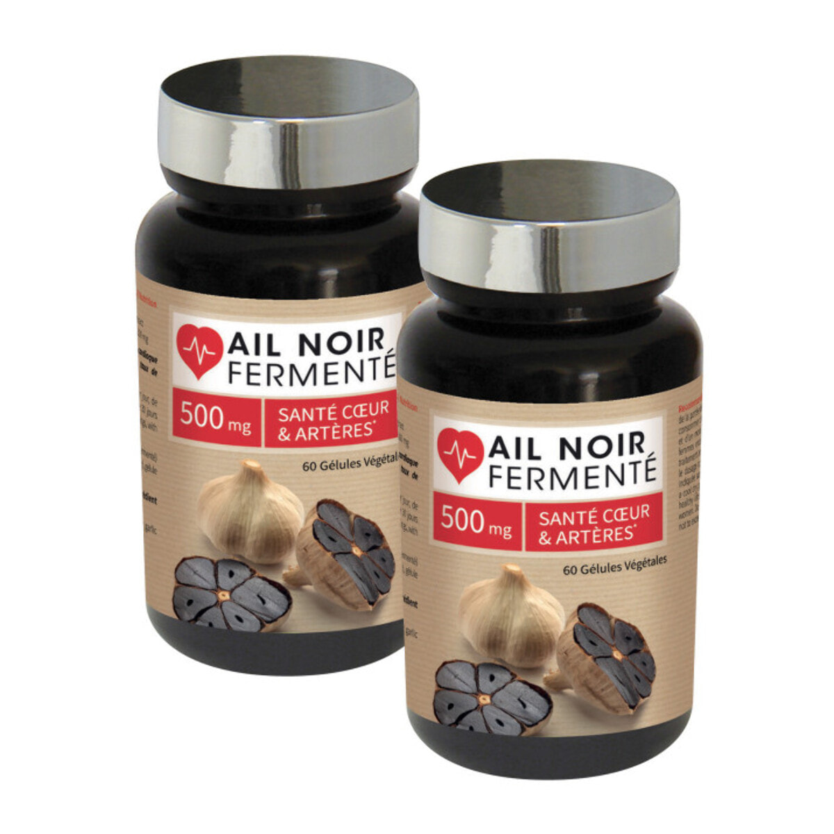 NUTRI EXPERT - Ail Noir Fermenté - Contribue au maintien de la santé cardiaque et vasculaire - Sans gluten - Lot de 2 produits