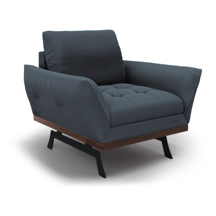 Fauteuil "Olivier" en tissu structurel bleu