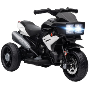 Moto Eléctrica para Niños de +3 Años Moto de Batería 6V con Luces Música Bocina Neumáticos Anchos Moto para Niños con Velocidad 3 km/h Negro