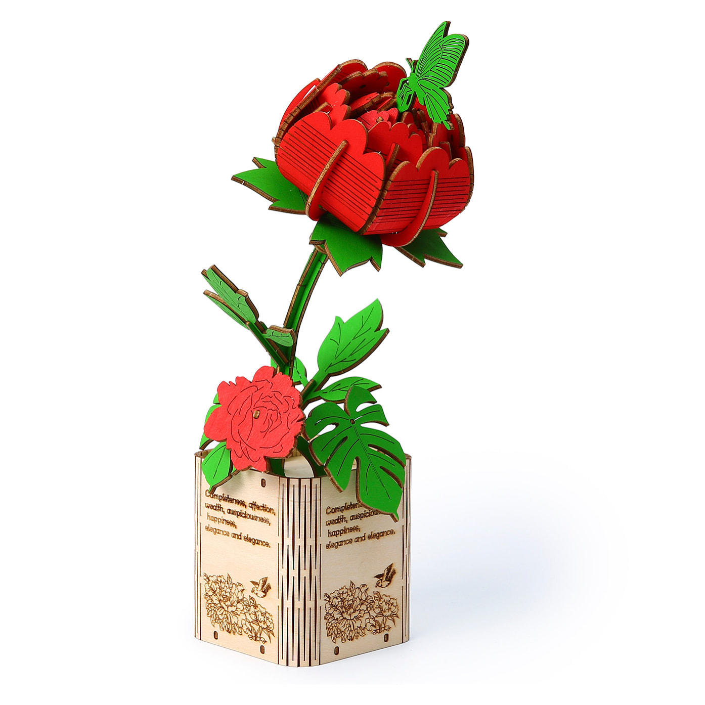 Maqueta de Madera 3D, diseño de Peonía. 116 piezas.