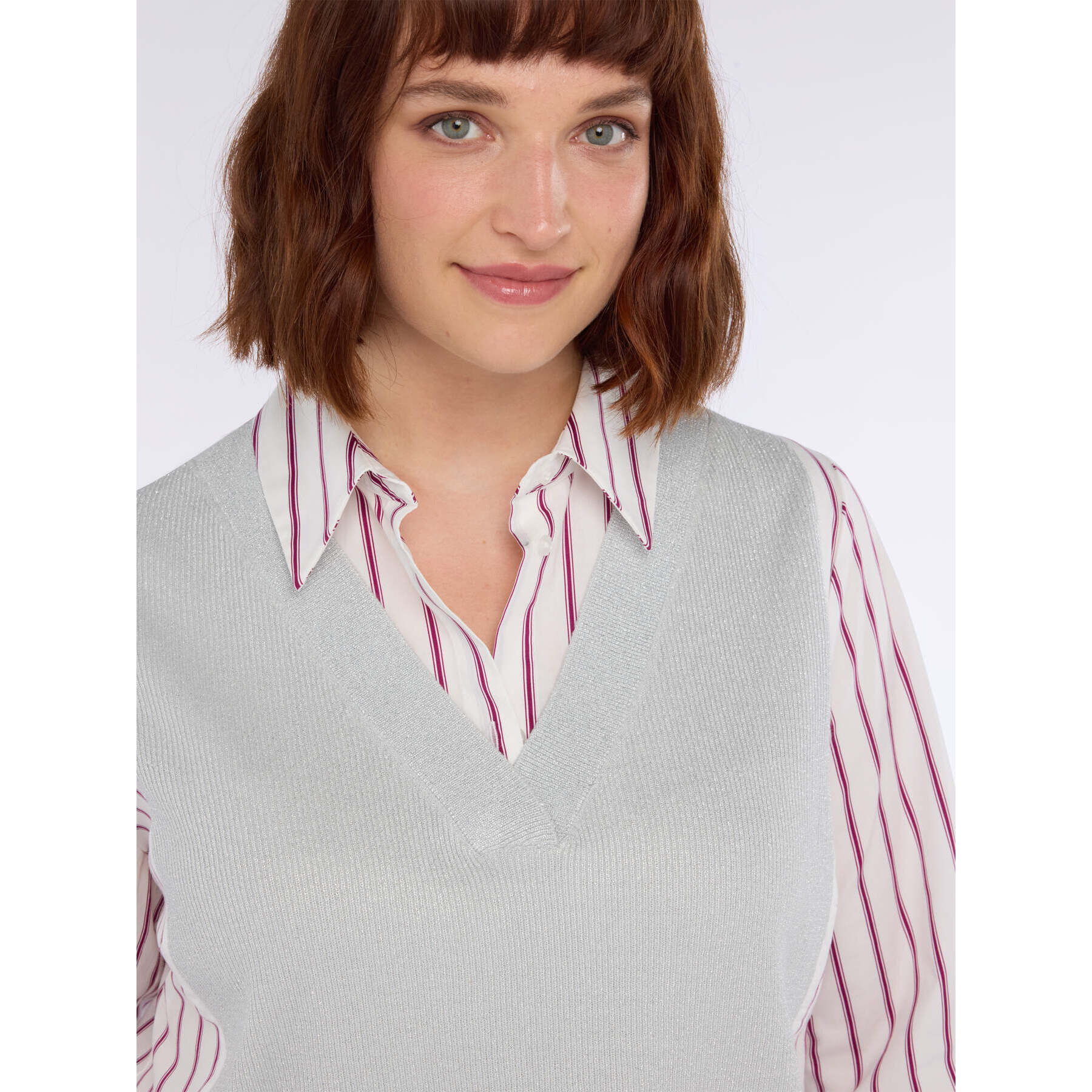 Fiorella Rubino - Camicia bimaterica con gilet sovrapposto - Bordeaux