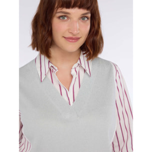 Fiorella Rubino - Camicia bimaterica con gilet sovrapposto - Bordeaux