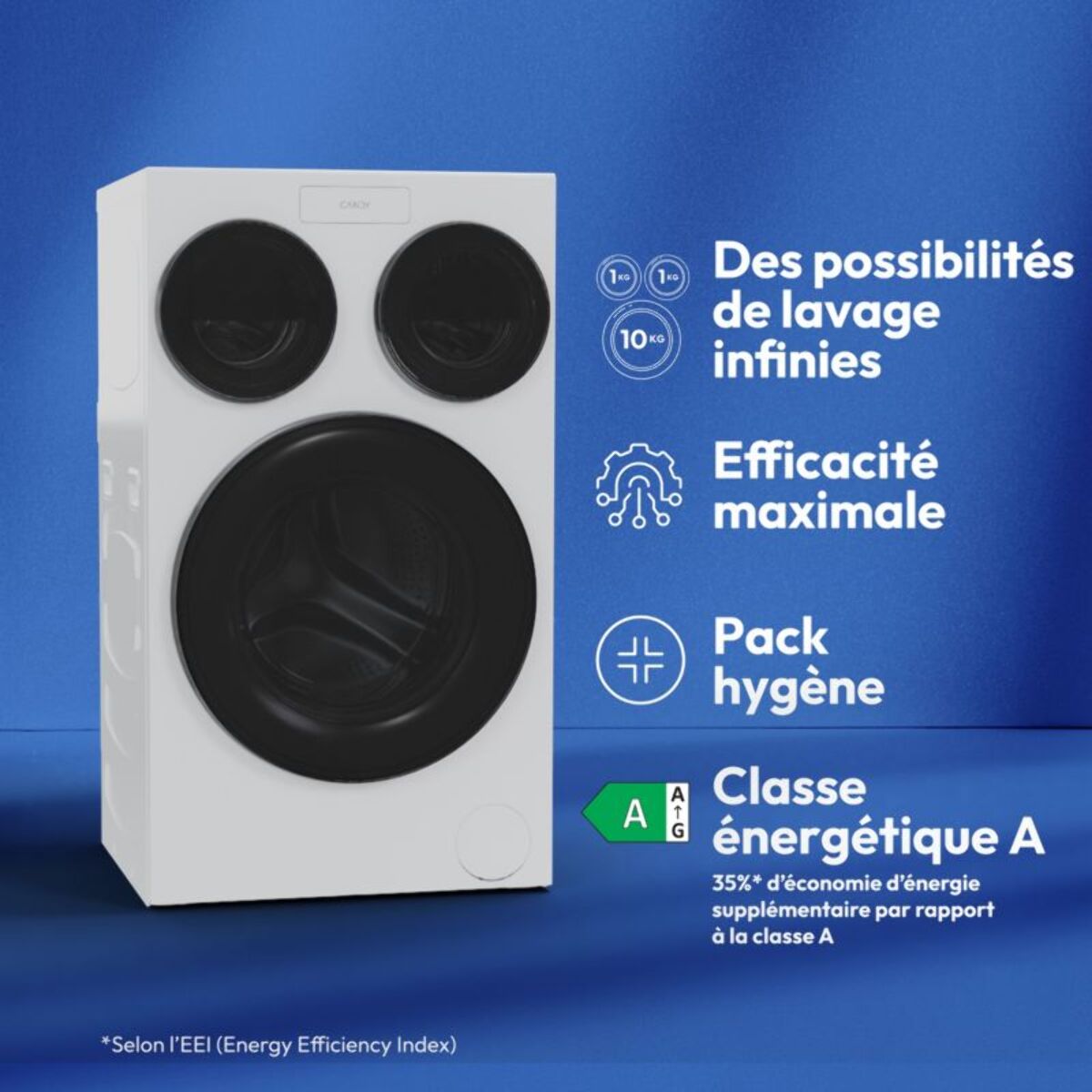 Lave linge hublot CANDY MQD 410CBL9-47 Multiwash 3 tambours