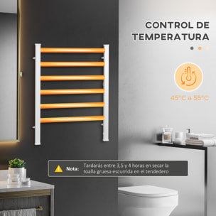 Toallero Eléctrico Radiador de Pared o Suelo 140W IPX4 Calentador de Toallas con 6 Barras Secador de Toallas Aleación de Aluminio 69x36x90 cm Plata