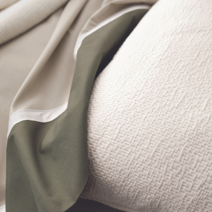 Drap plat uni en percale de coton, TOI&MOI ESSENTIEL, Kaki / Beige