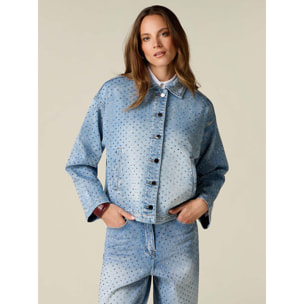 Oltre - Giacca in denim con cristalli - Azzurro