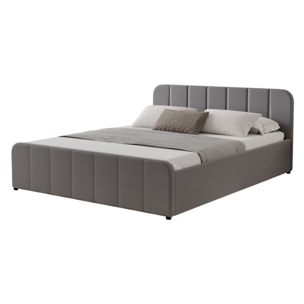 KANSAS Lit avec coffre de rangement 140x190cm en velours gris