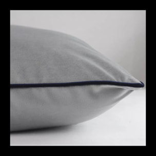 Housse de coussin polyester anti tache uni Velours uni platine-marine
