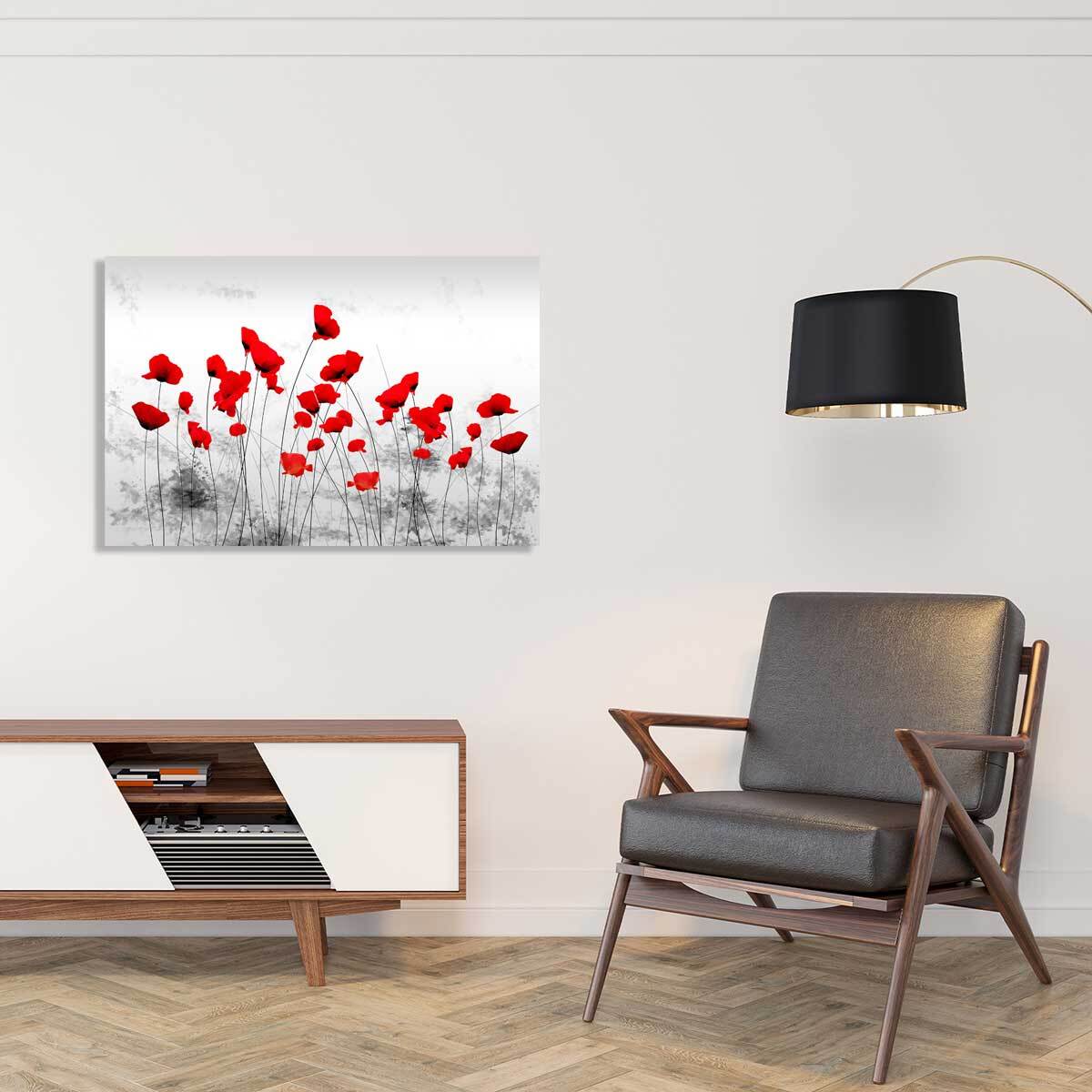 Tableau design coquelicots gris  Tableau plexiglas