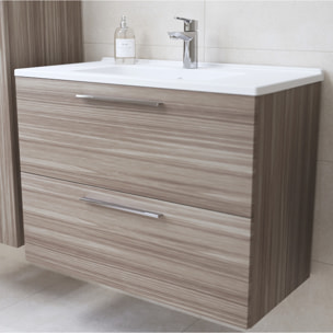 Mia ensemble avec meuble  pré-assemblé 79x61x39,5 cm + miroir + lavabo en céramique + éclairage LED, cordoba (MIASET80C)