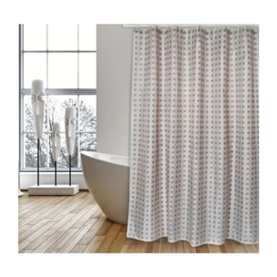 Rideau de douche Polyester CAMBERRA 180x200cm QUALITE PREMIUM Beige & Blanc - Anneaux inclus MSV
