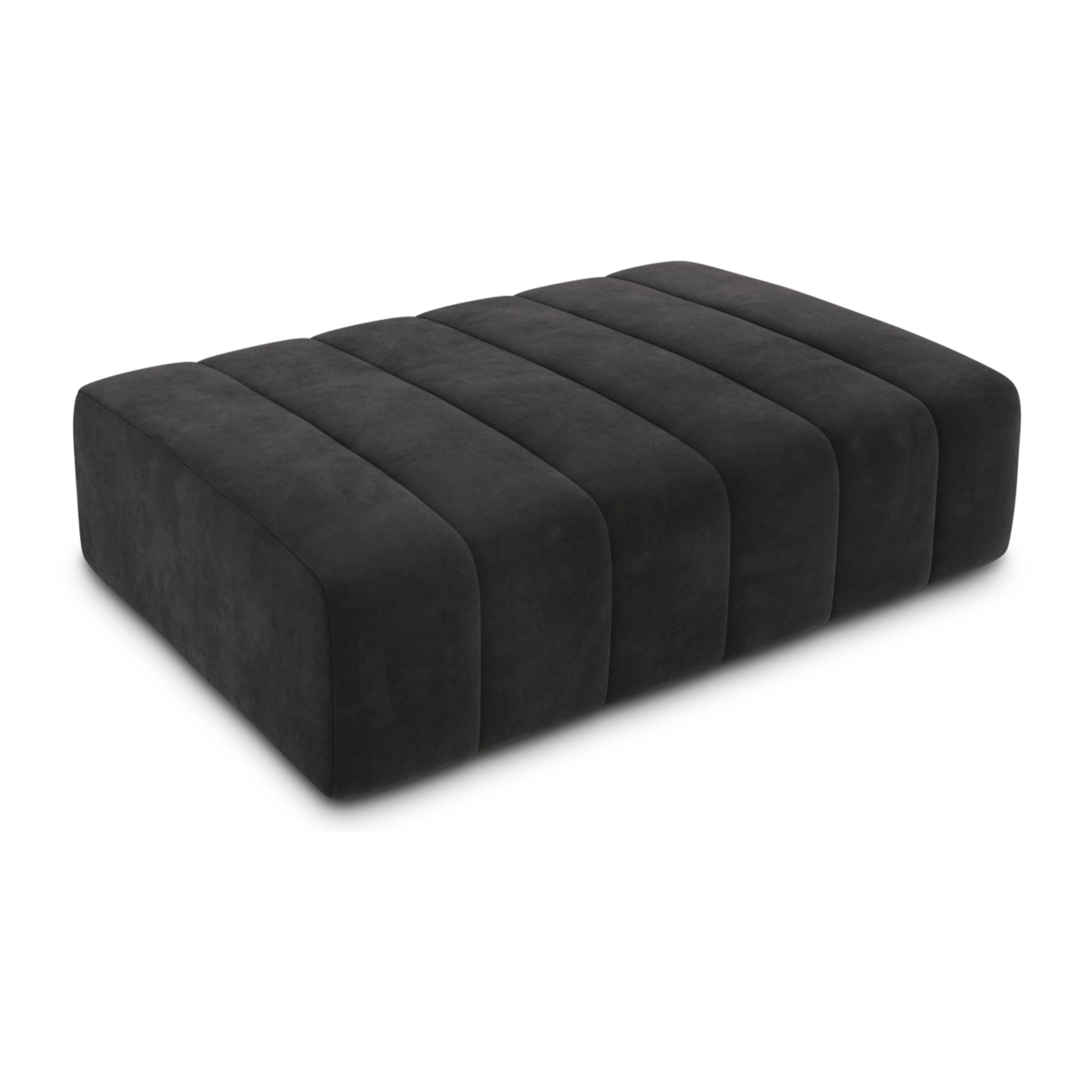 Pouf "Marcel" en velours gris foncé