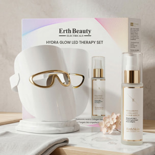 Kit de terapia LED Hydra Glow (máscara de terapia de luz LED blanca con suero HA)