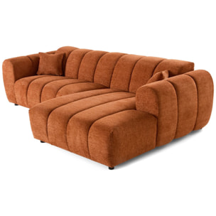 Curtis - canapé d'angle droit 4 places en tissu texturé - Terracotta