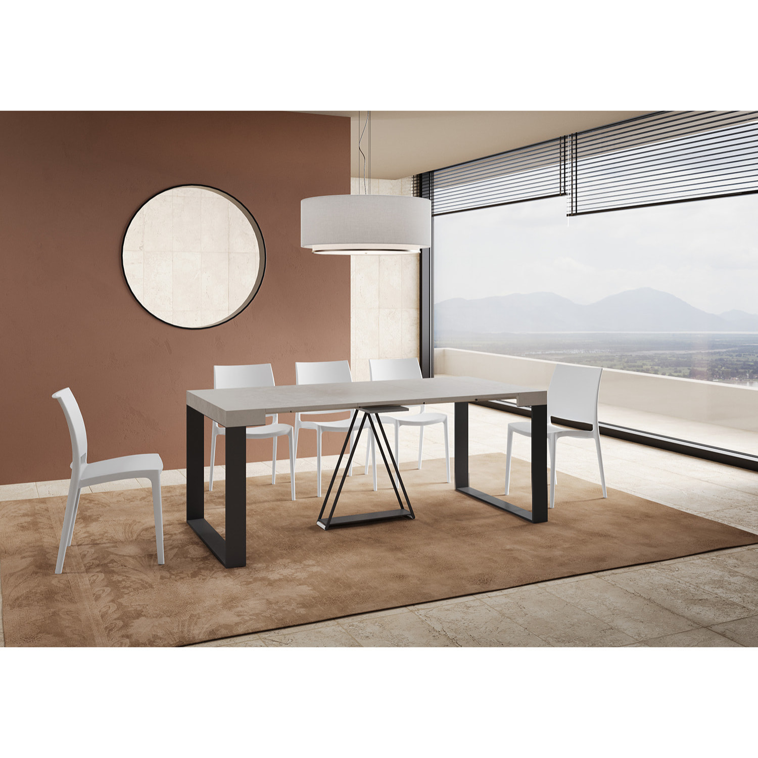 Console extensible 90x40/196 cm Sketa Small cachemire cadre anthracite