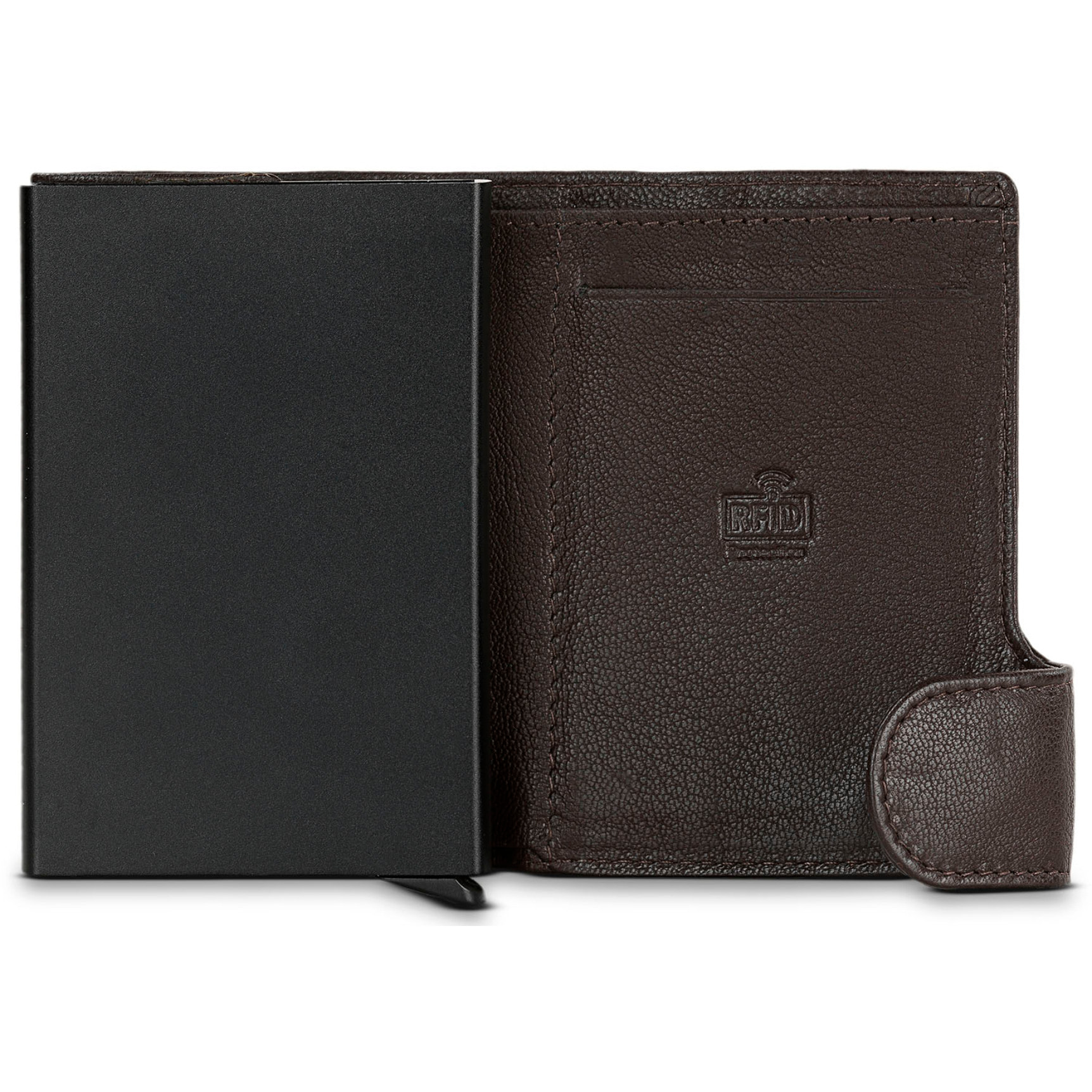 Cartera Tarjetero Hombre Billetera Piel Fina, Cómoda Y Ligera Para Tarjetas De Crédito. Carcasa Metálica Con Capacidad Para 7 Tarjetas Fundas Capa Protección Rfid