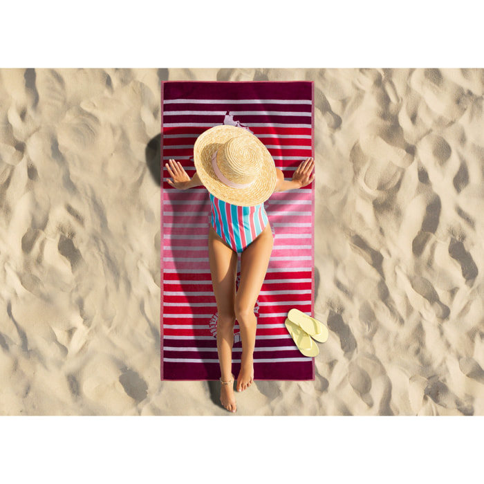 Telo Mare Spugna Jacquard Spiaggia Disegno Cavalluccio