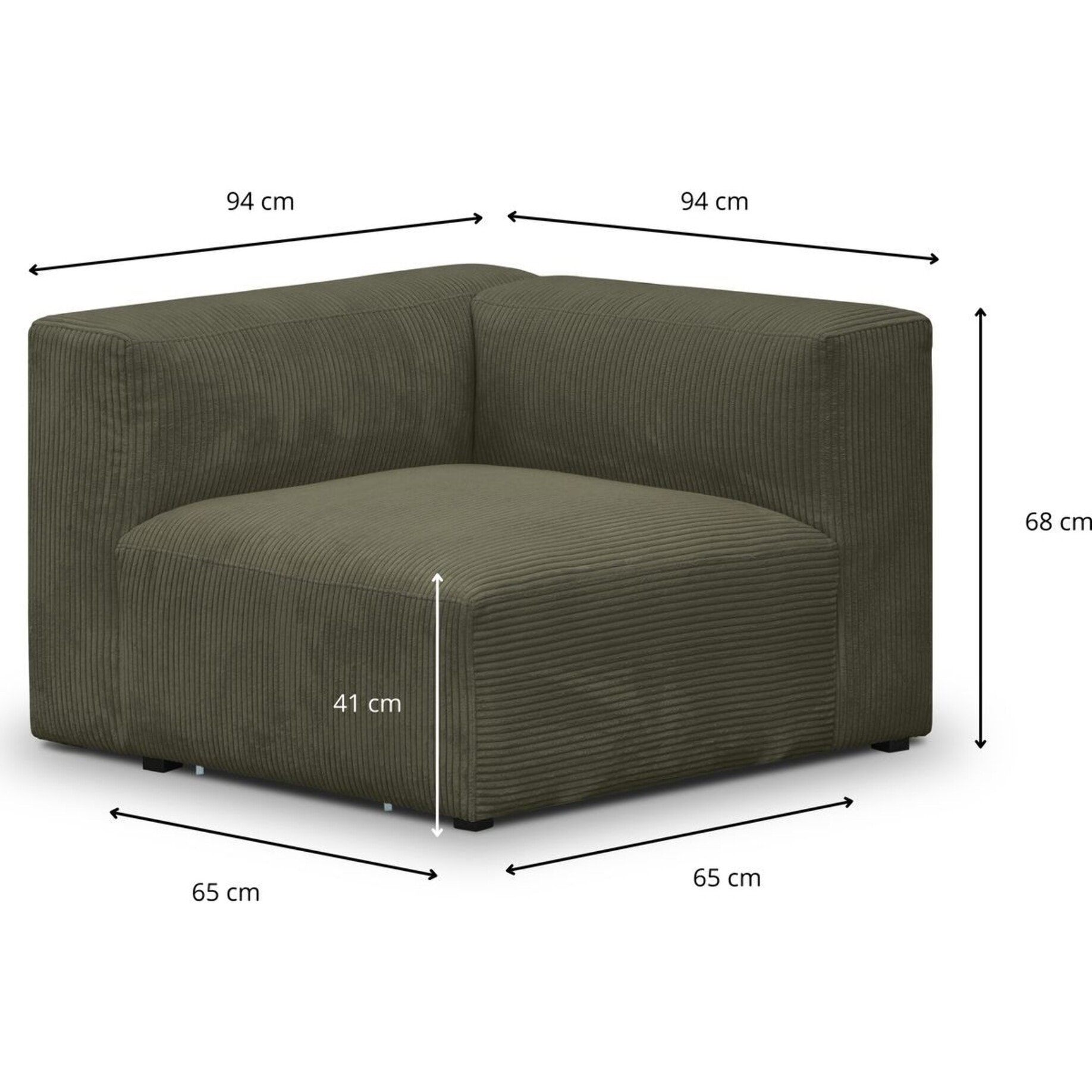 Module d'angle réversible en velours côtelé - MODULO