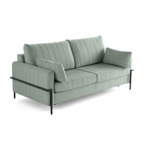 Ercolano - canapé 3 places convertible - couchage quotidien - matelas 11 cm - en velours - Bleu
