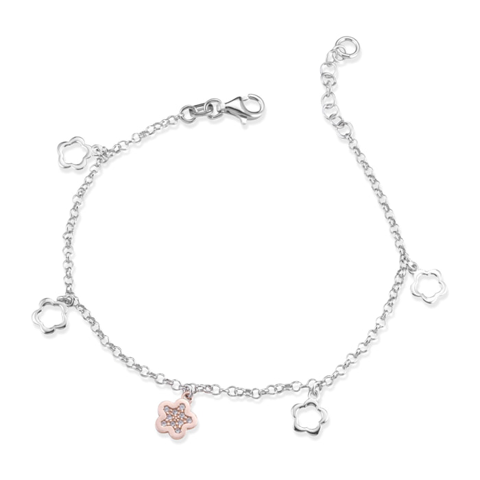 Bracciale Hiriwa 925 Fiore Argento Bicolore