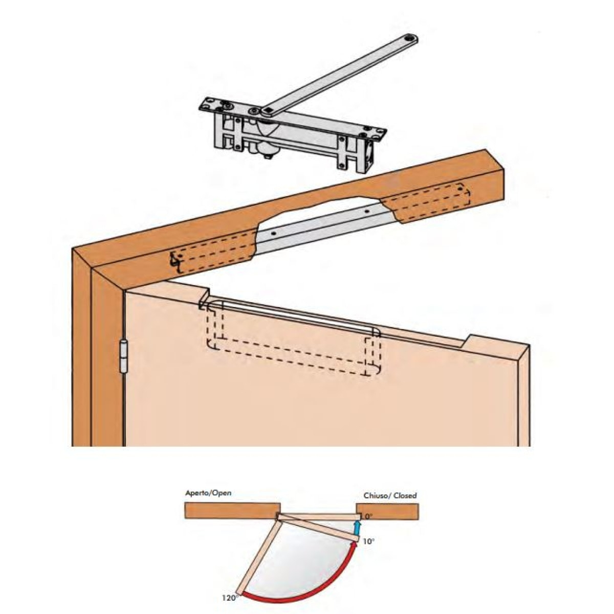 Ferme-porte DC510 Force 2 MERONI Bras à coulisse - Argent - DADC51002HSNA